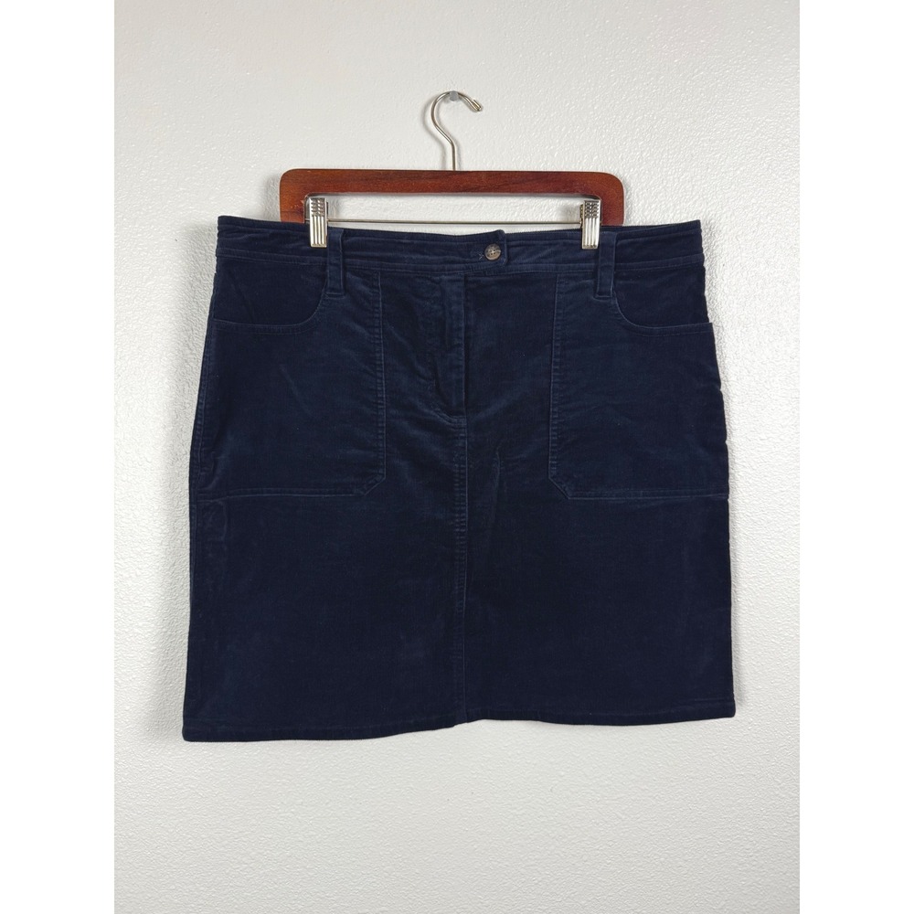 Boden Skirt Womens 14L Navy Blue Corduroy Mini Pockets Stretch R0008